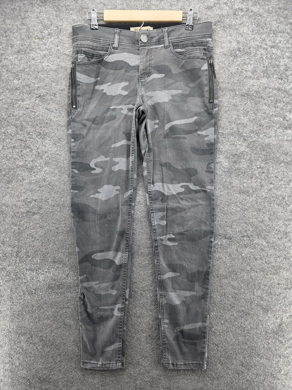Democracy Jeans Womens 6 Gray Camo Absolution Skinny Stretch Zip Pockets Pants
